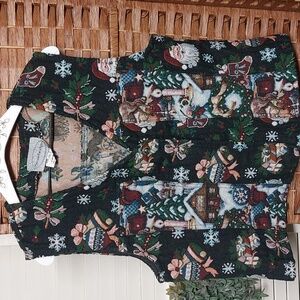 1990's Vintage Christmas Tapestry Vest Medium Large